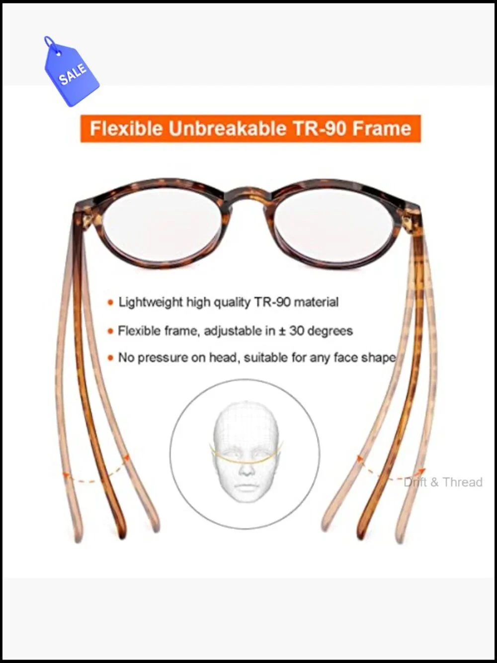 Vintage Round Blue Light Glasses TR90 Frame Lightweight Adults Office Computer